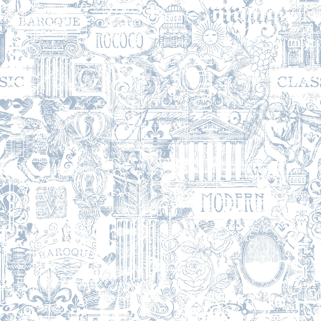 Barozzi Baroque Wallpaper in Black and Blue