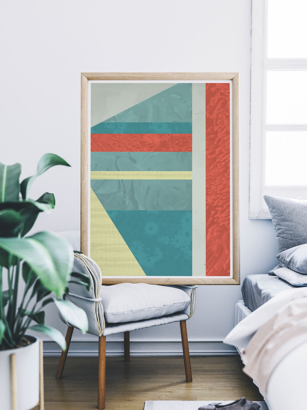 Beach Hut Geometric Wall Art Print