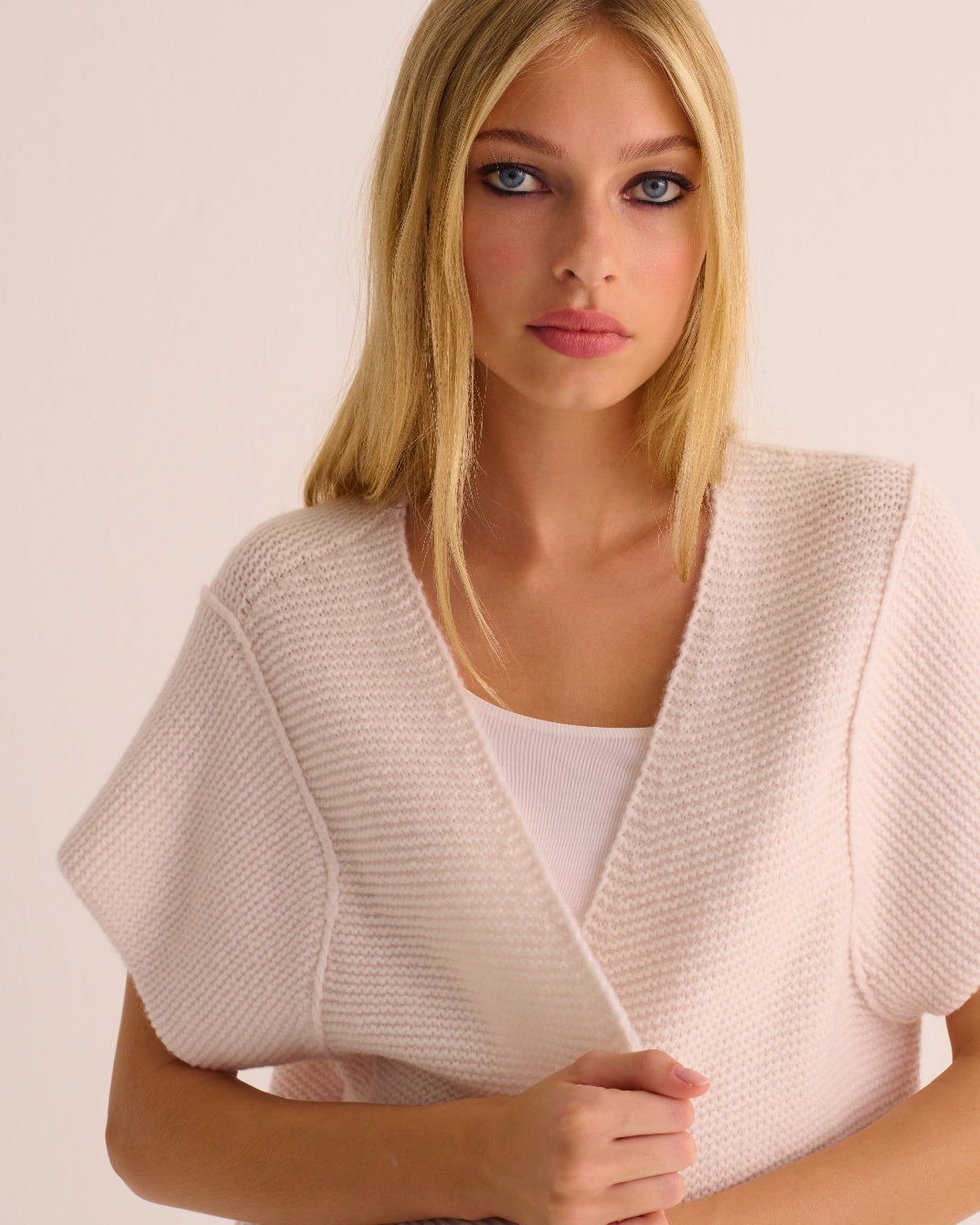 Ivory Alpaca Short Sleeve Shrug