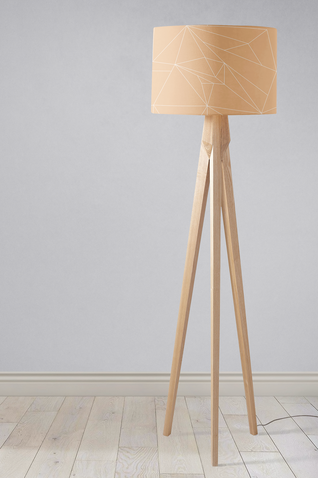 Beige Minimalist Lampshade with Architectural Line Design