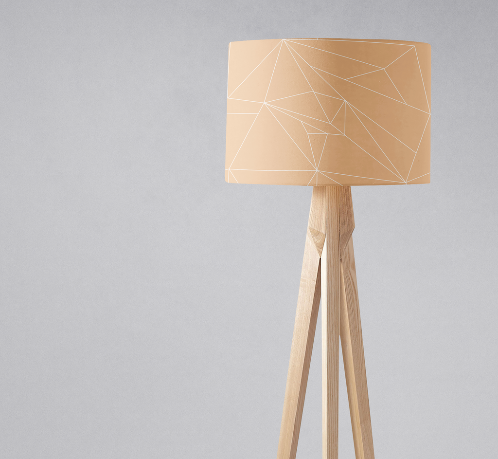 Beige Minimalist Lampshade with Architectural Line Design