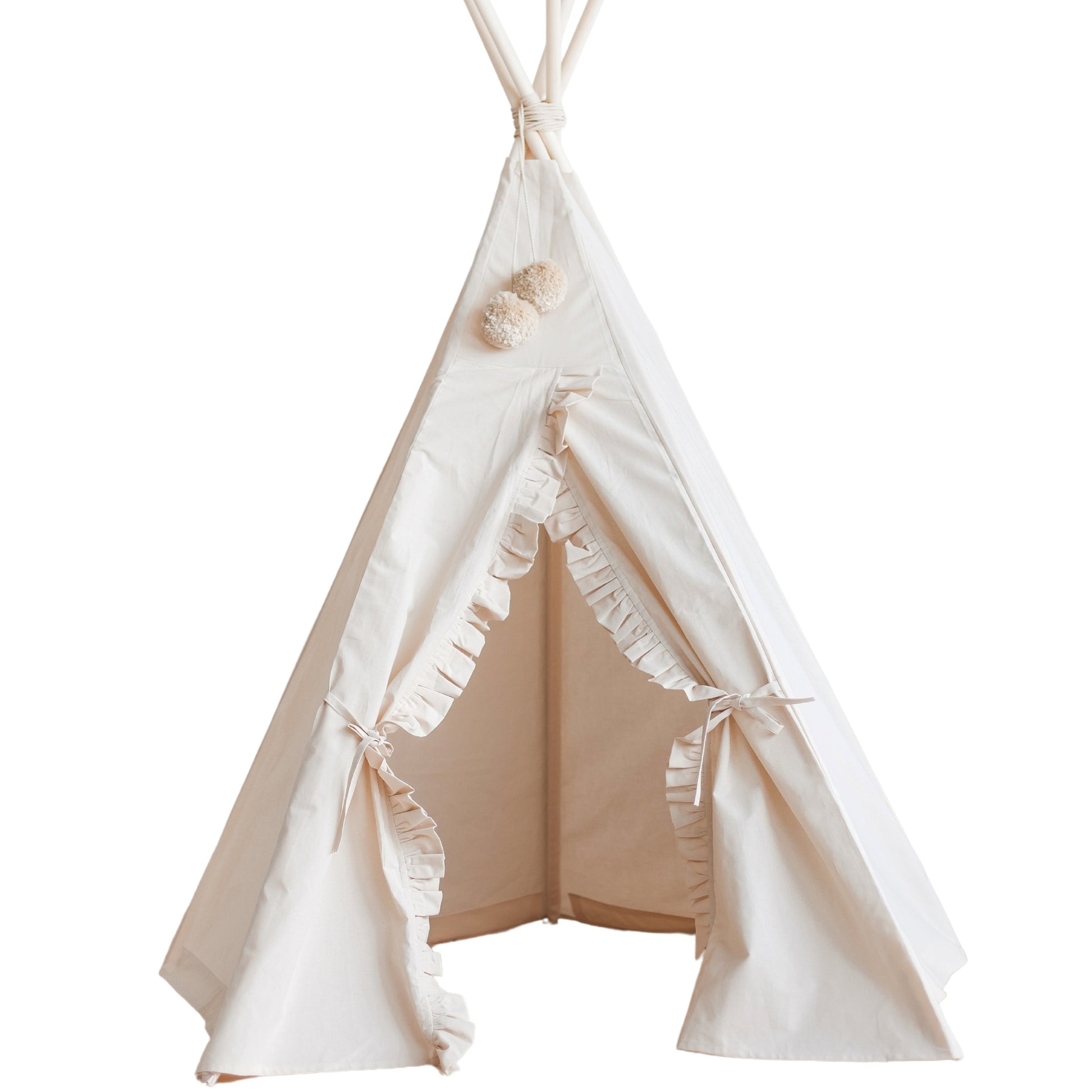 Boho Teepee Tent for Kids with Ruffled Trim