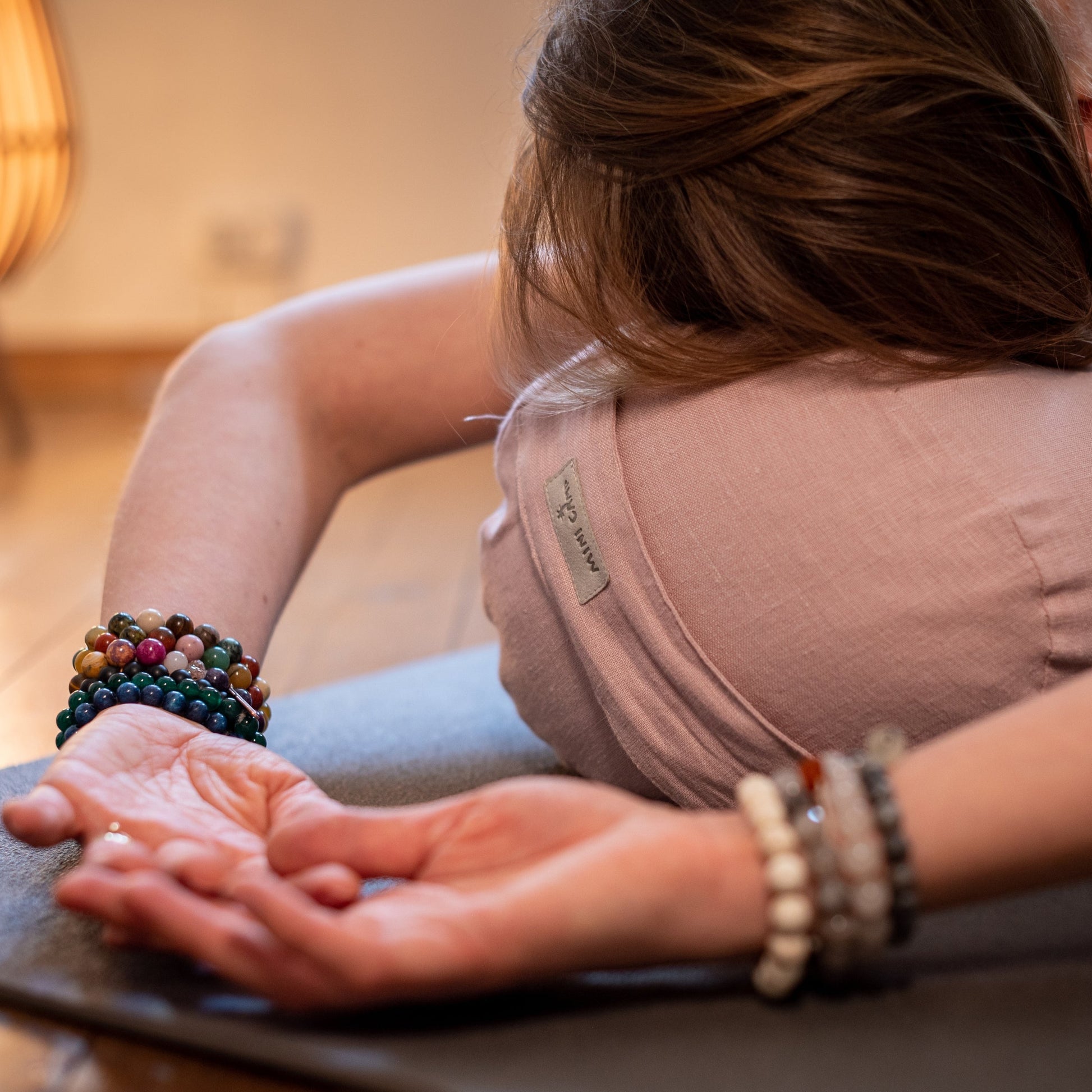 Yoga Bolster Meditation Cushion in Dusty Pink Linen