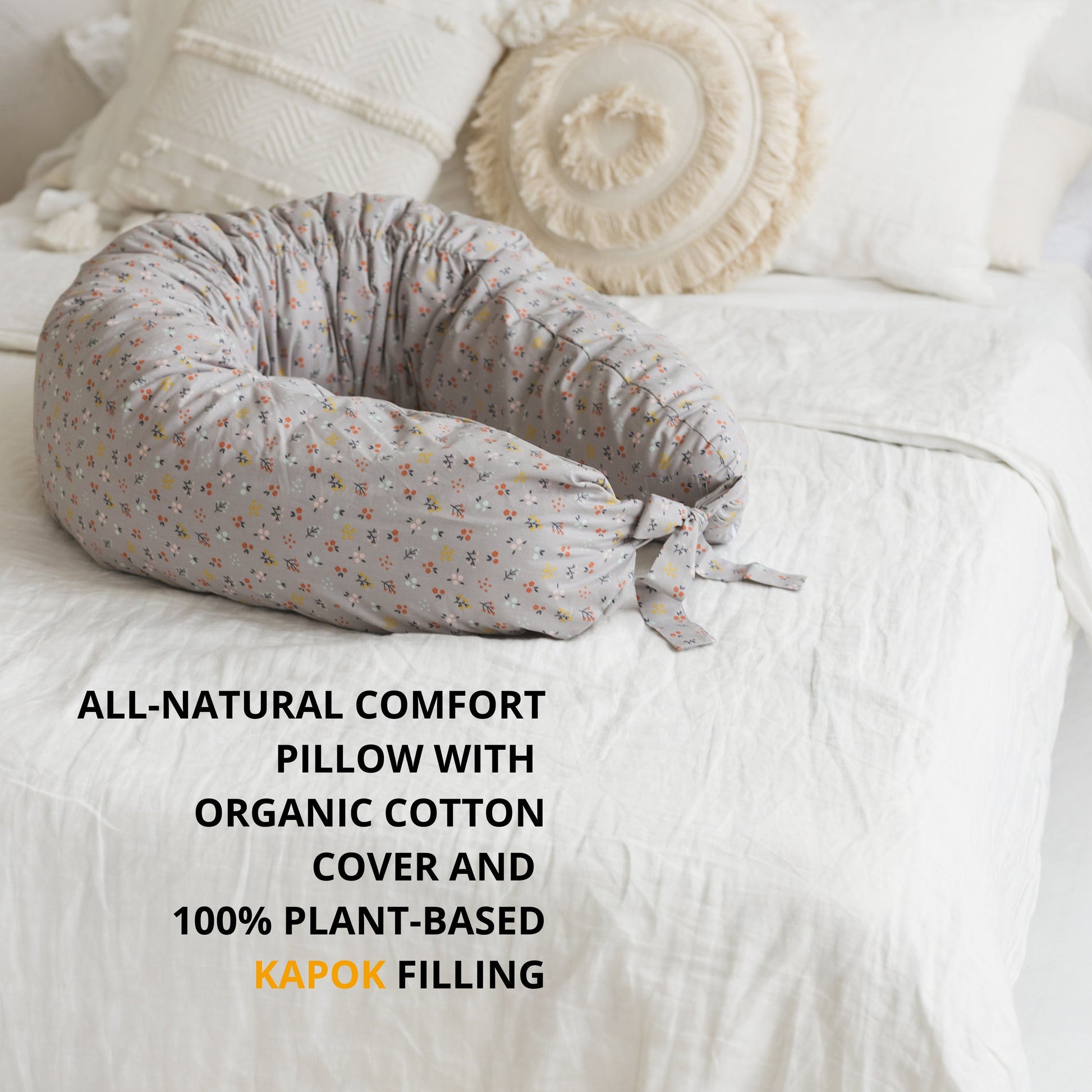 C-Shape Nursing and Pregnancy Pillow with Organic Cotton Cover