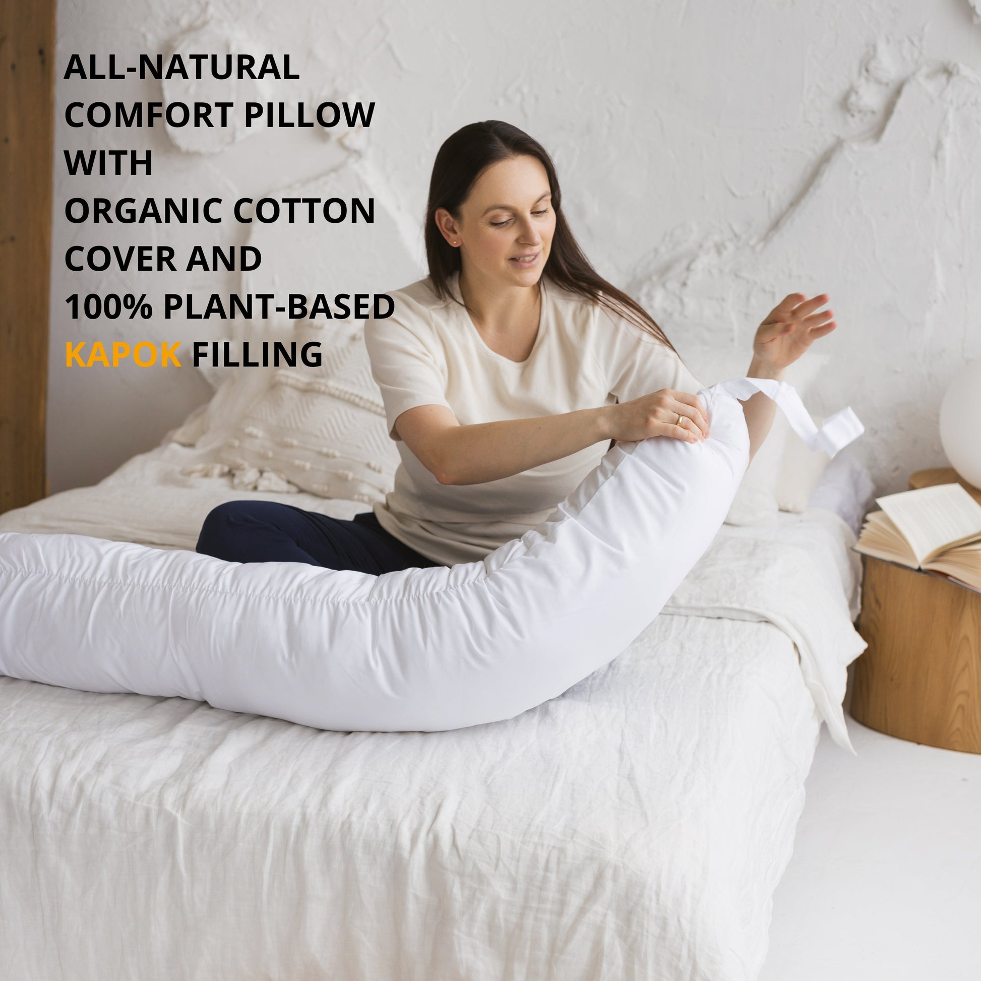 C Shape Baby Feeding and Pregnancy Pillow with Organic White Cover