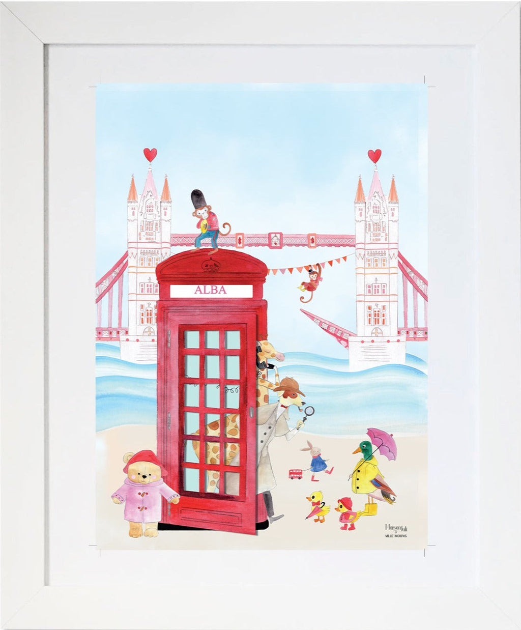 London Bridge Telephone Cabin Print for Girls Personalised