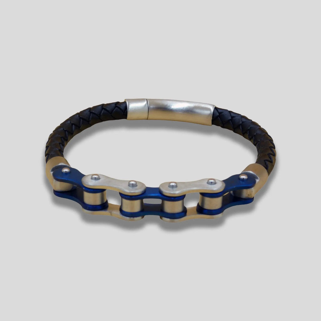 Blue and Silver Bike Chain Bracelet
