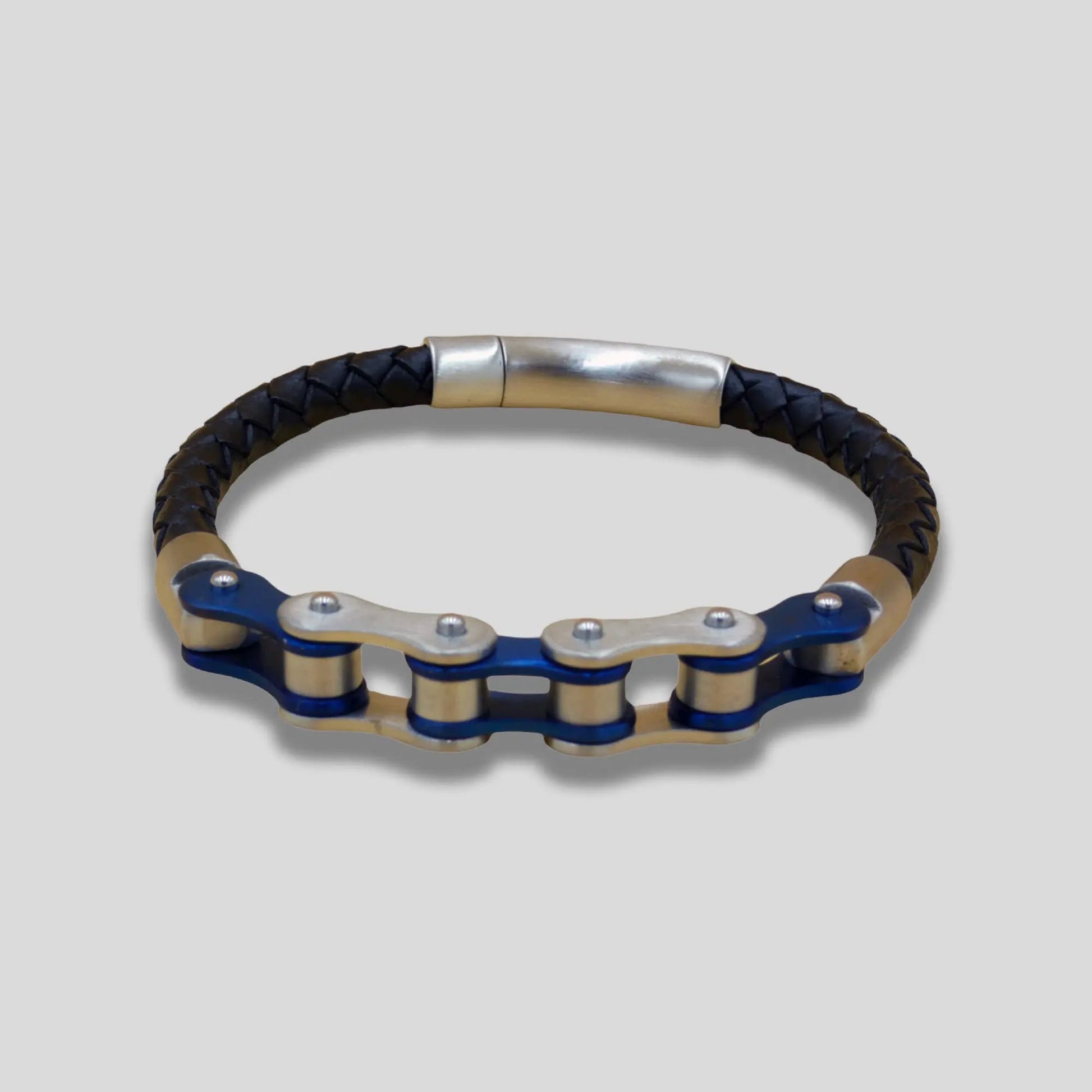 Blue and Silver Bike Chain Bracelet