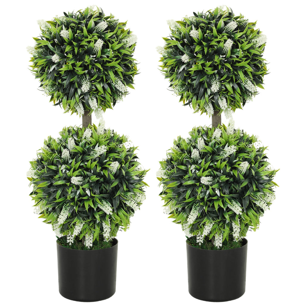 Set of 2 Potted Artificial Plants with Lavender Flowers