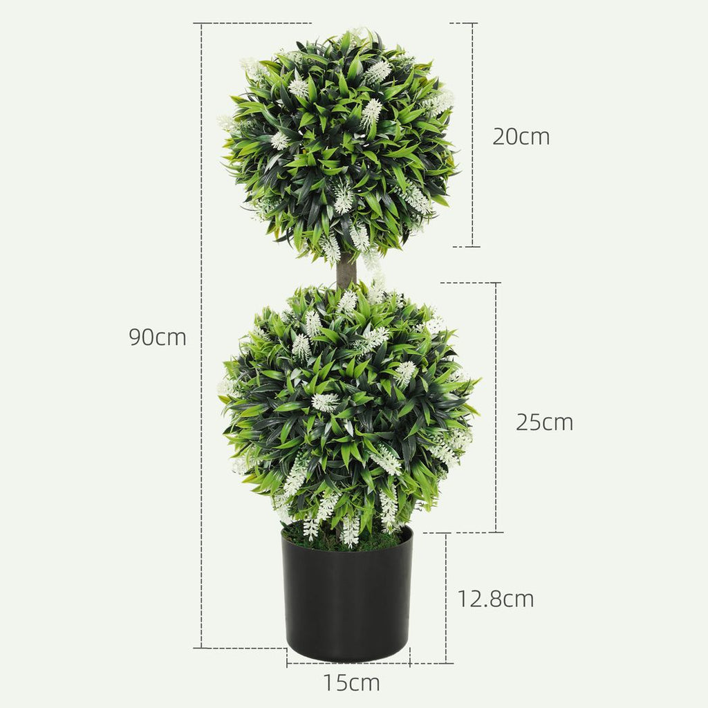 Set of 2 Potted Artificial Plants with Lavender Flowers