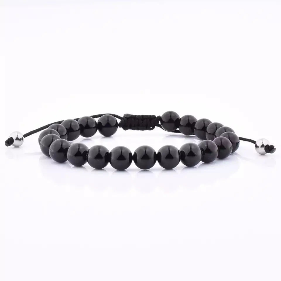 Black Onyx Adjustable Bead Bracelet