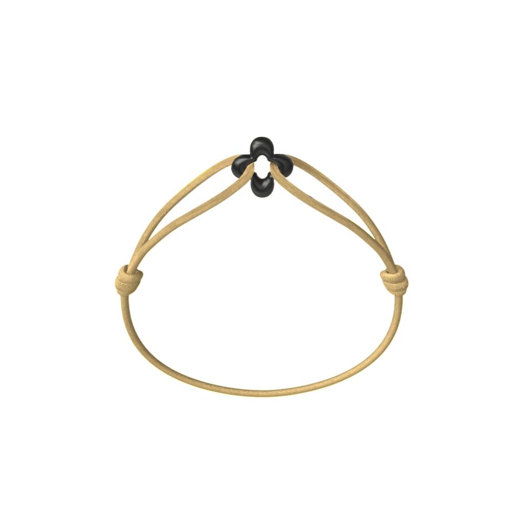 Mini Black Clover Onyx Cord Bracelet