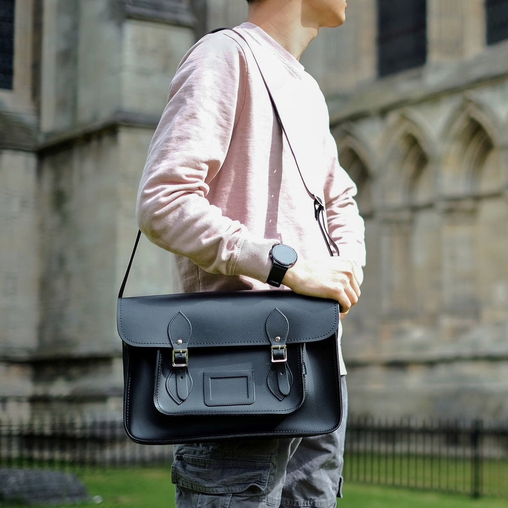 Handmade Black Leather Satchel