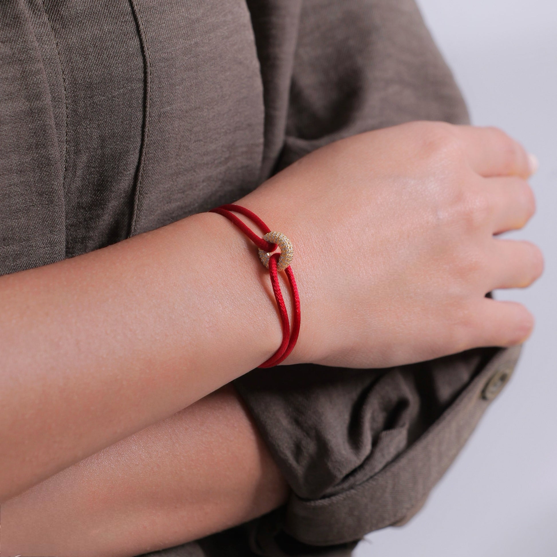 Golden Pave Cord Bracelet with Lab Diamonds