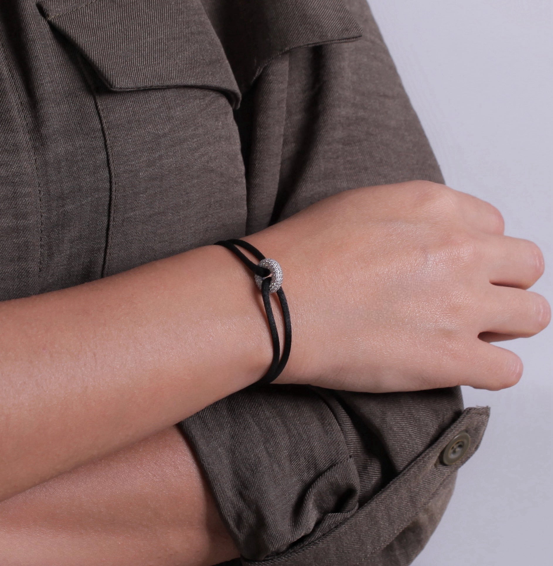 Silver Soho Pavé Cord Bracelet