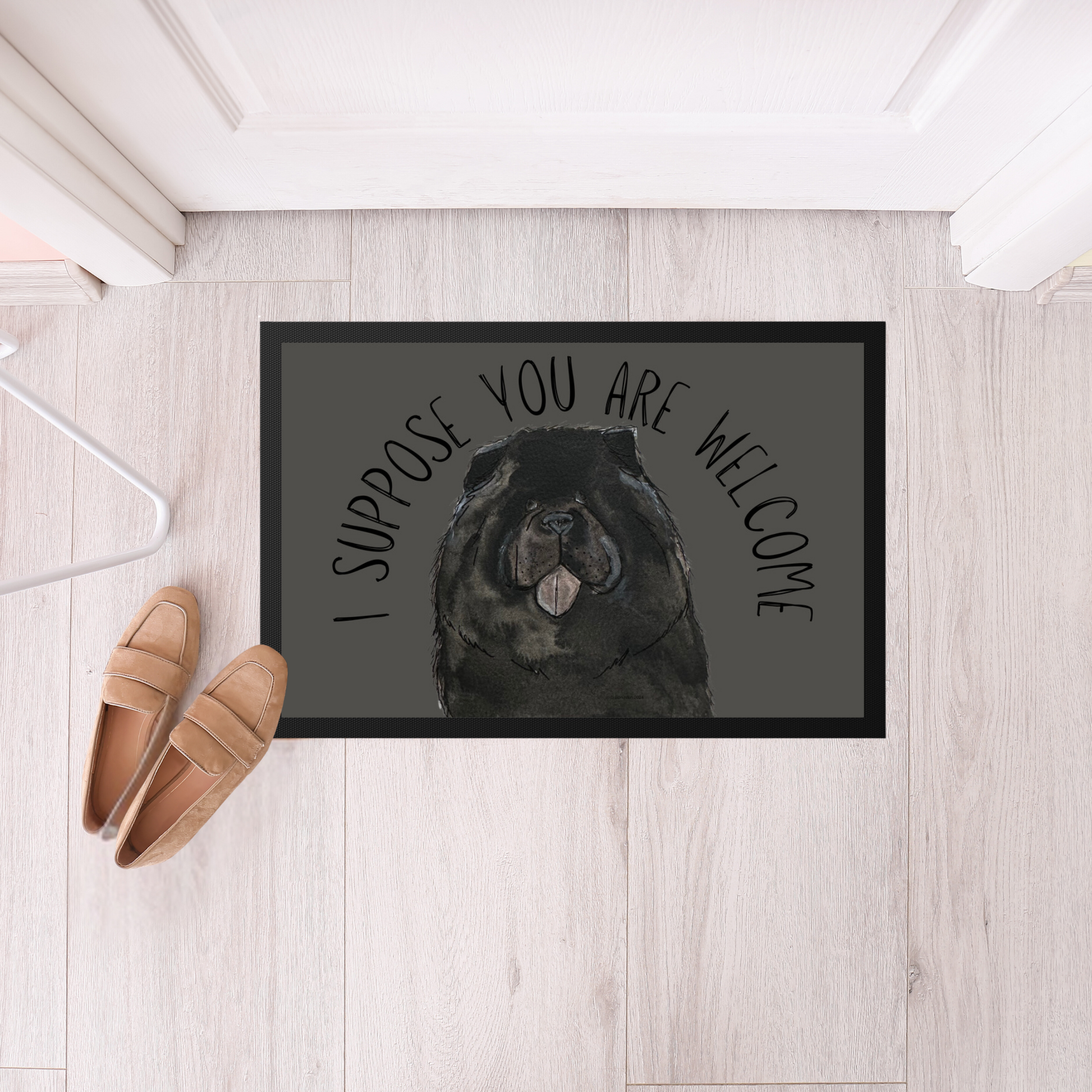 Black Chow Chow Door Mat I Suppose You Are Welcome