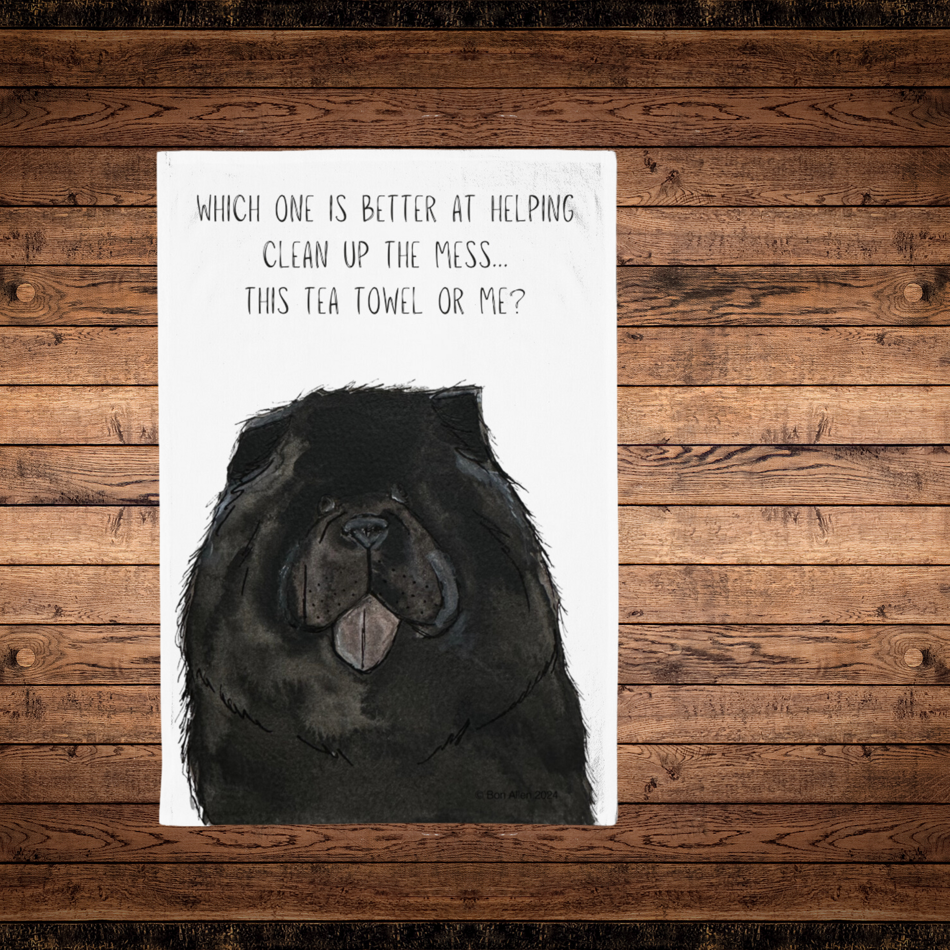 Black Chow Chow Tea Towel
