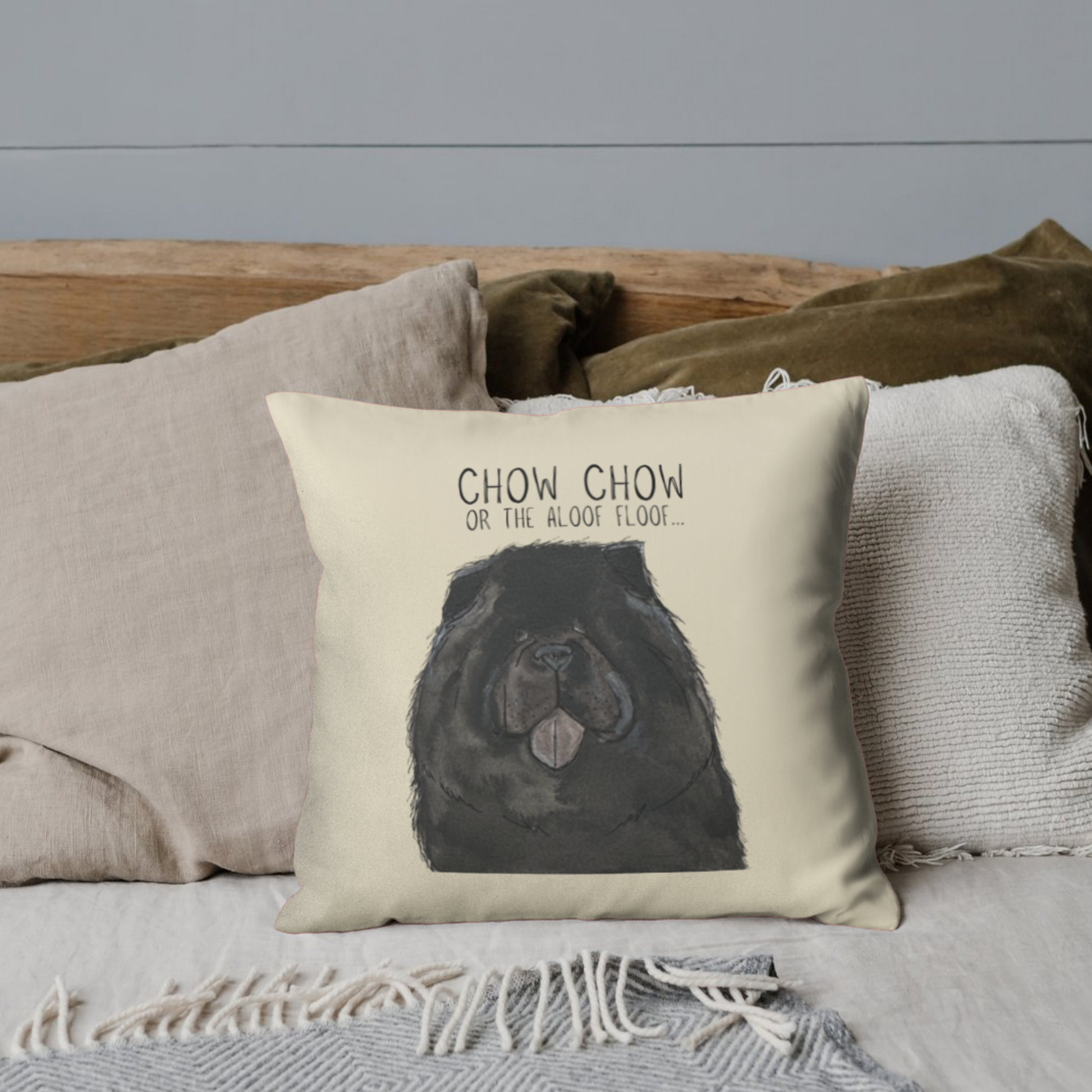 Black Chow Chow Cushion Cover