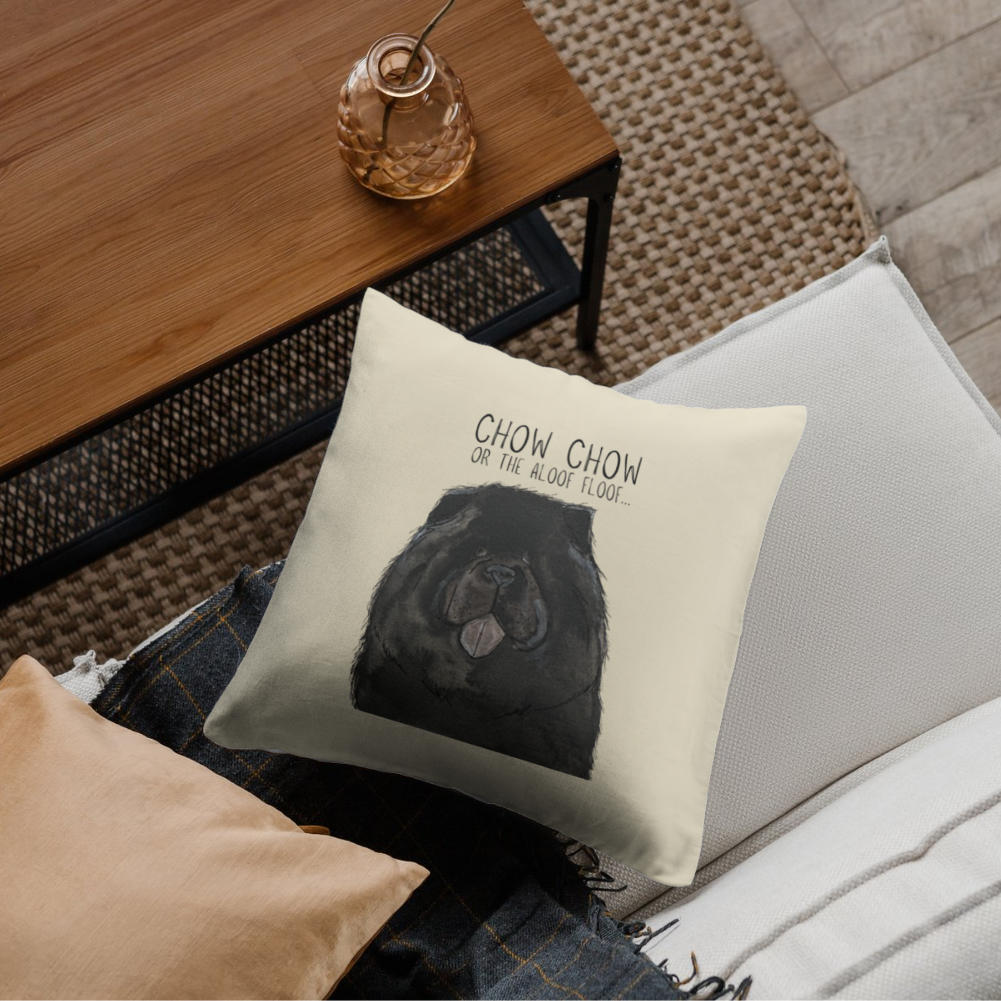 Black Chow Chow Cushion Cover