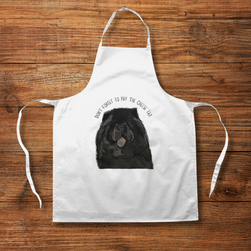 Funny Black Chow Chow Apron Cheese Tax Enforcer Dog Lover Kitchen Gift