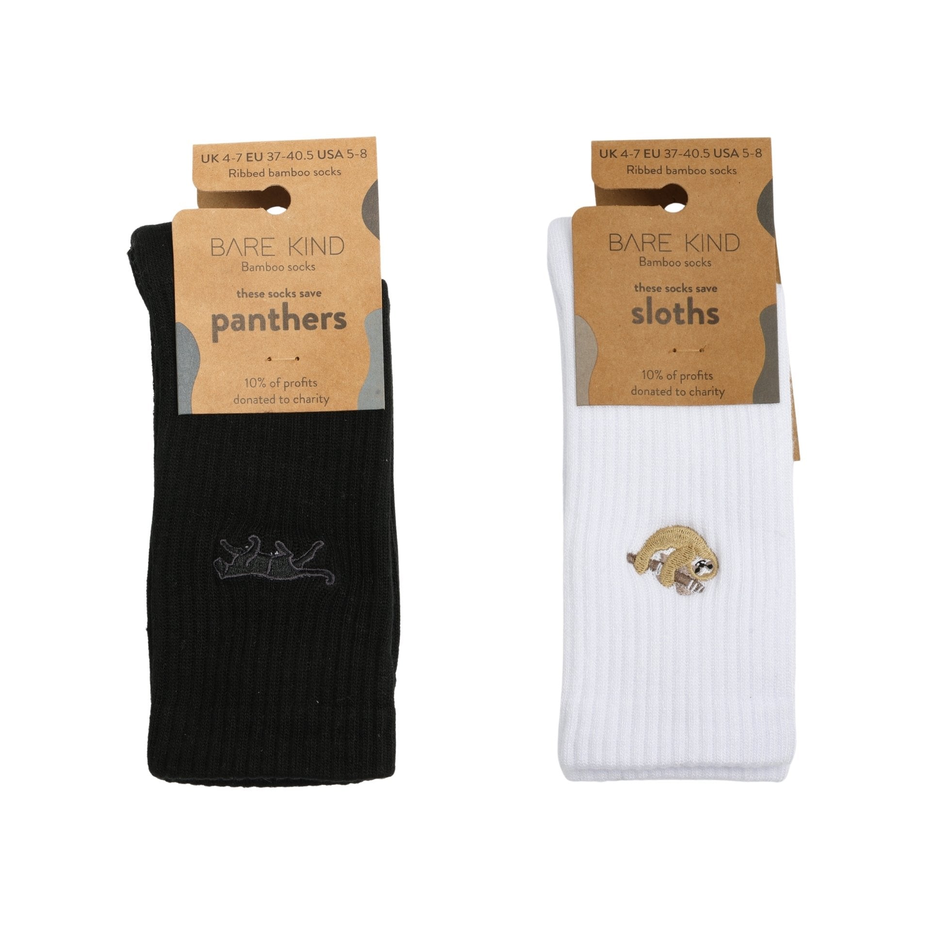 Black and White Ribbed Bamboo Sock Set, 2 Pack