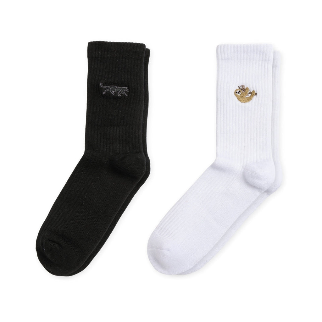 Black and White Ribbed Bamboo Sock Set, 2 Pack