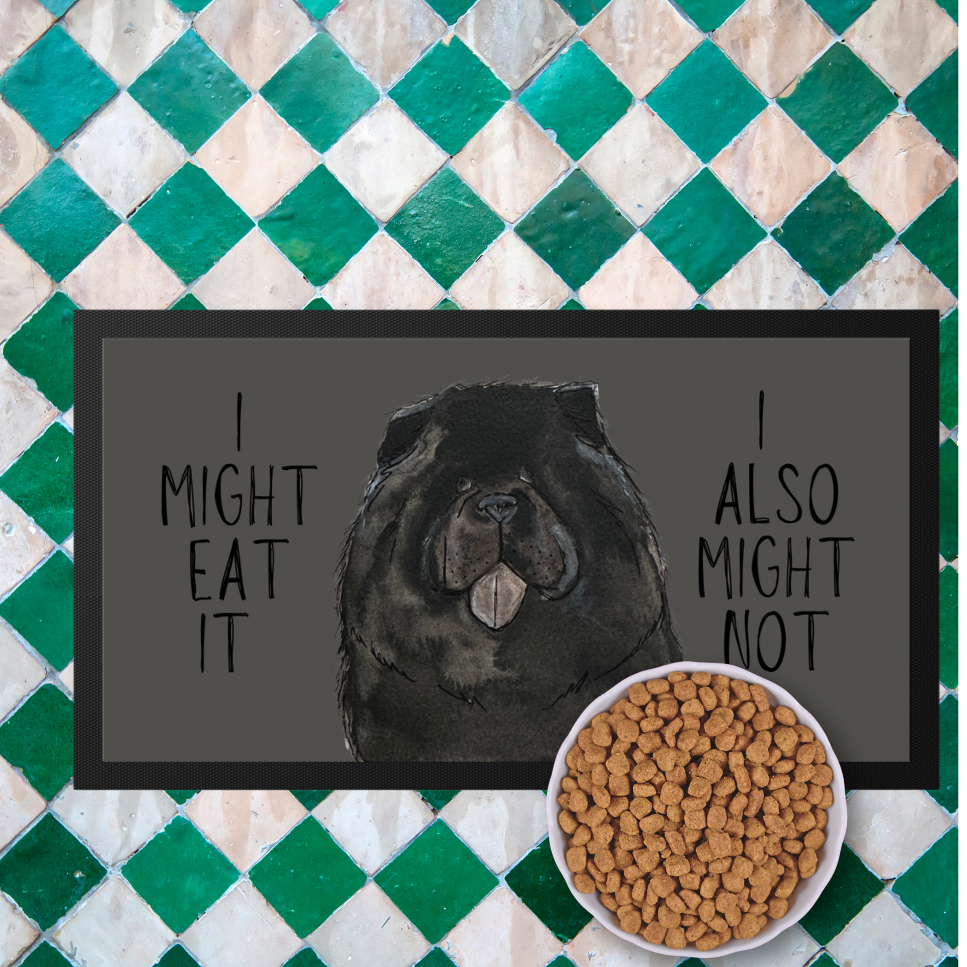 Black Chow Chow Pet Bowl Mat
