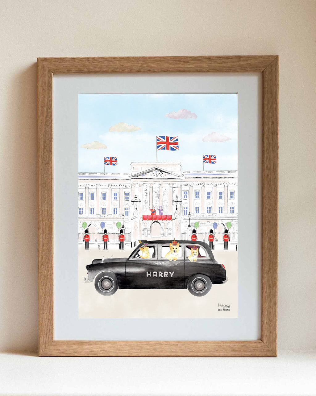 Black Cab of Buckingham Palace Framed Print for Boys