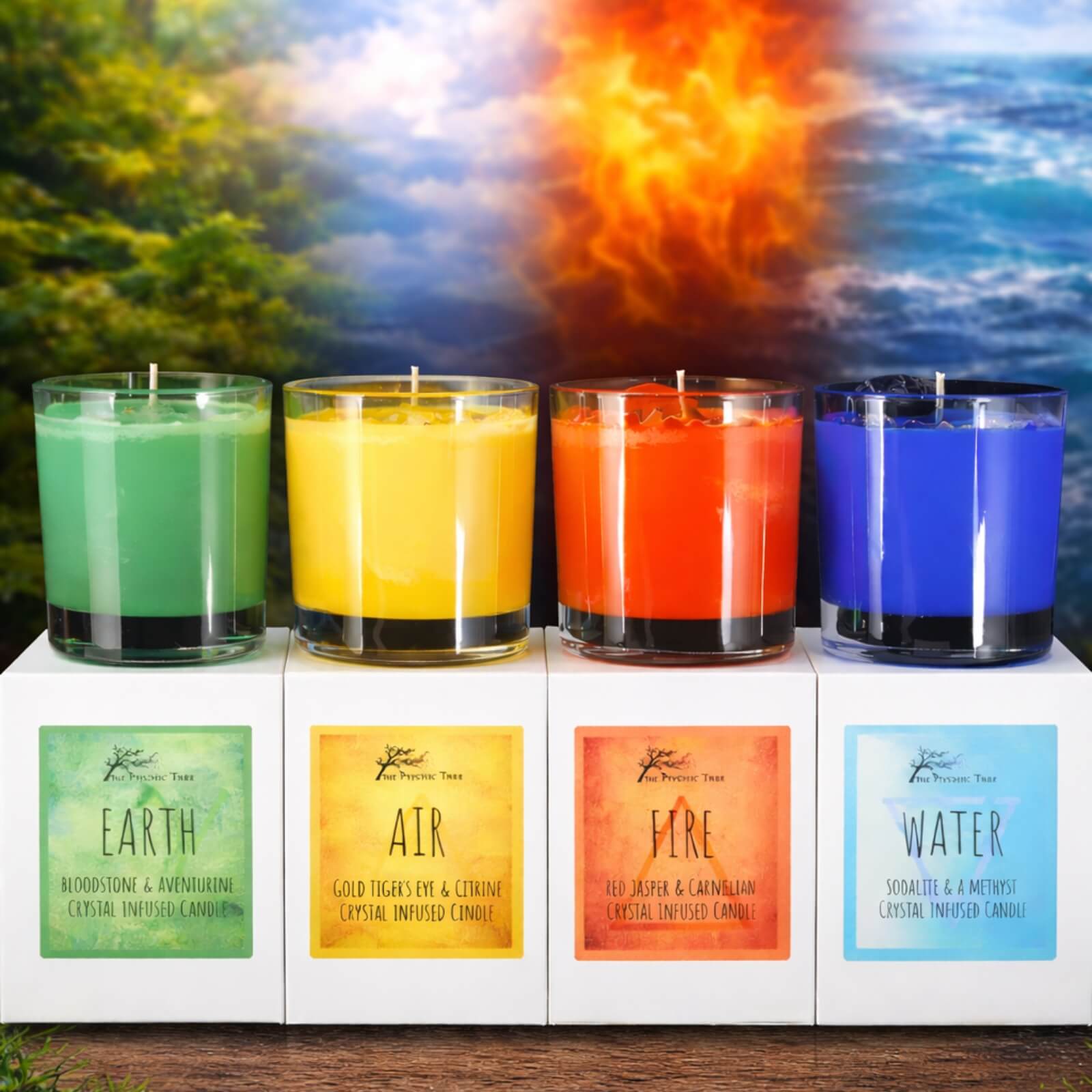 The Elements Complete Set of Crystal Infused Scented Candles