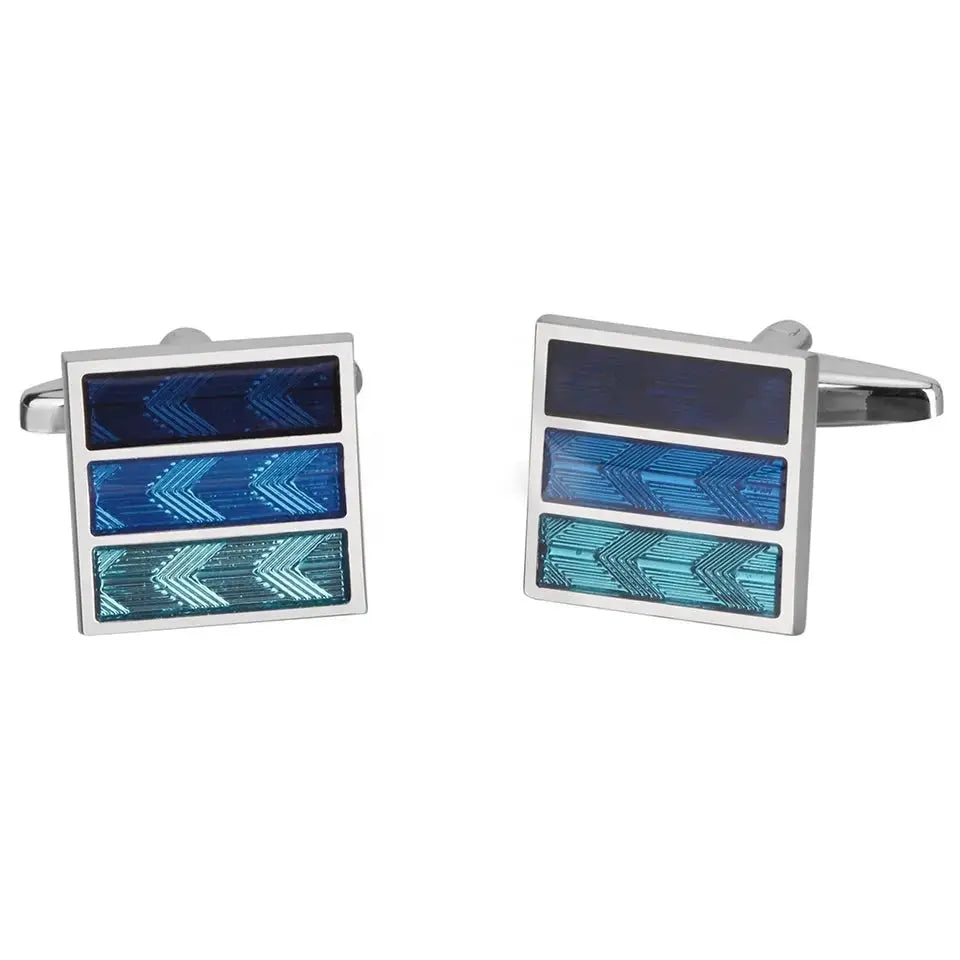 Blue Three Stripe Cufflinks for Men