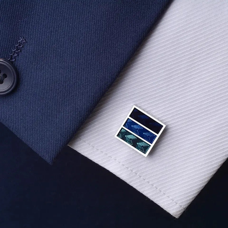 Blue Three Stripe Cufflinks for Men