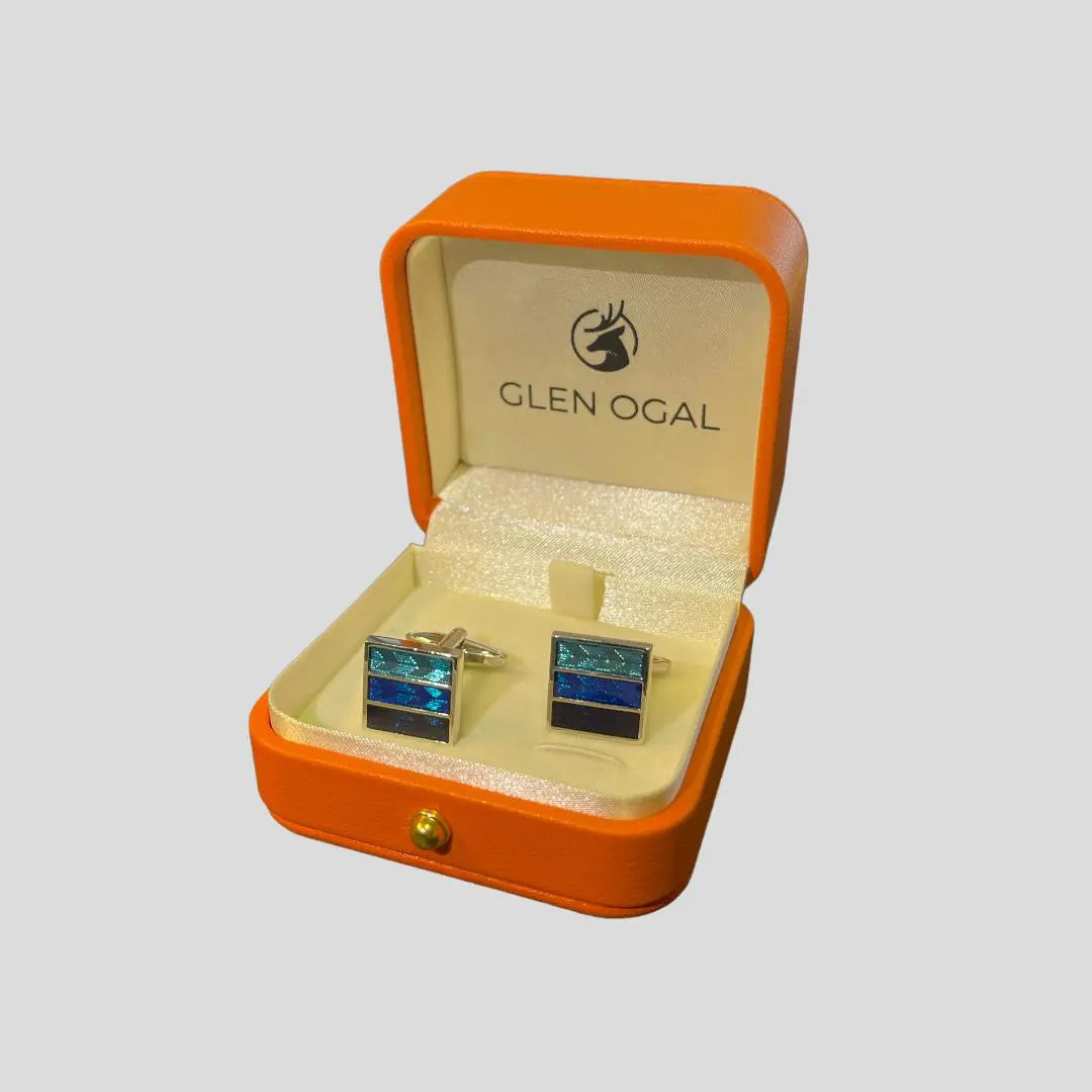 Blue Three Stripe Cufflinks for Men