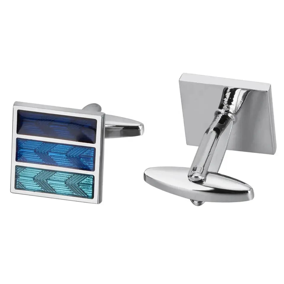 Blue Three Stripe Cufflinks for Men