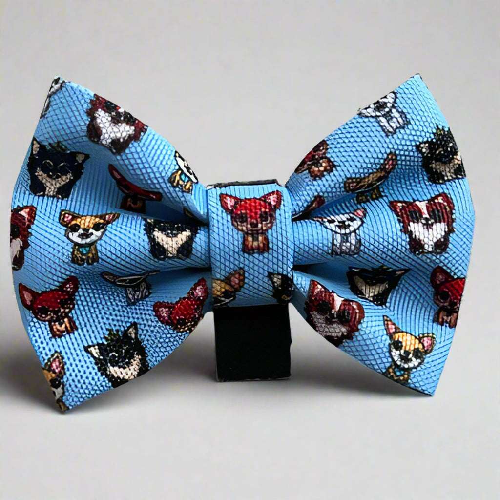 Blue Chihuahua Print Bow Tie for Dogs
