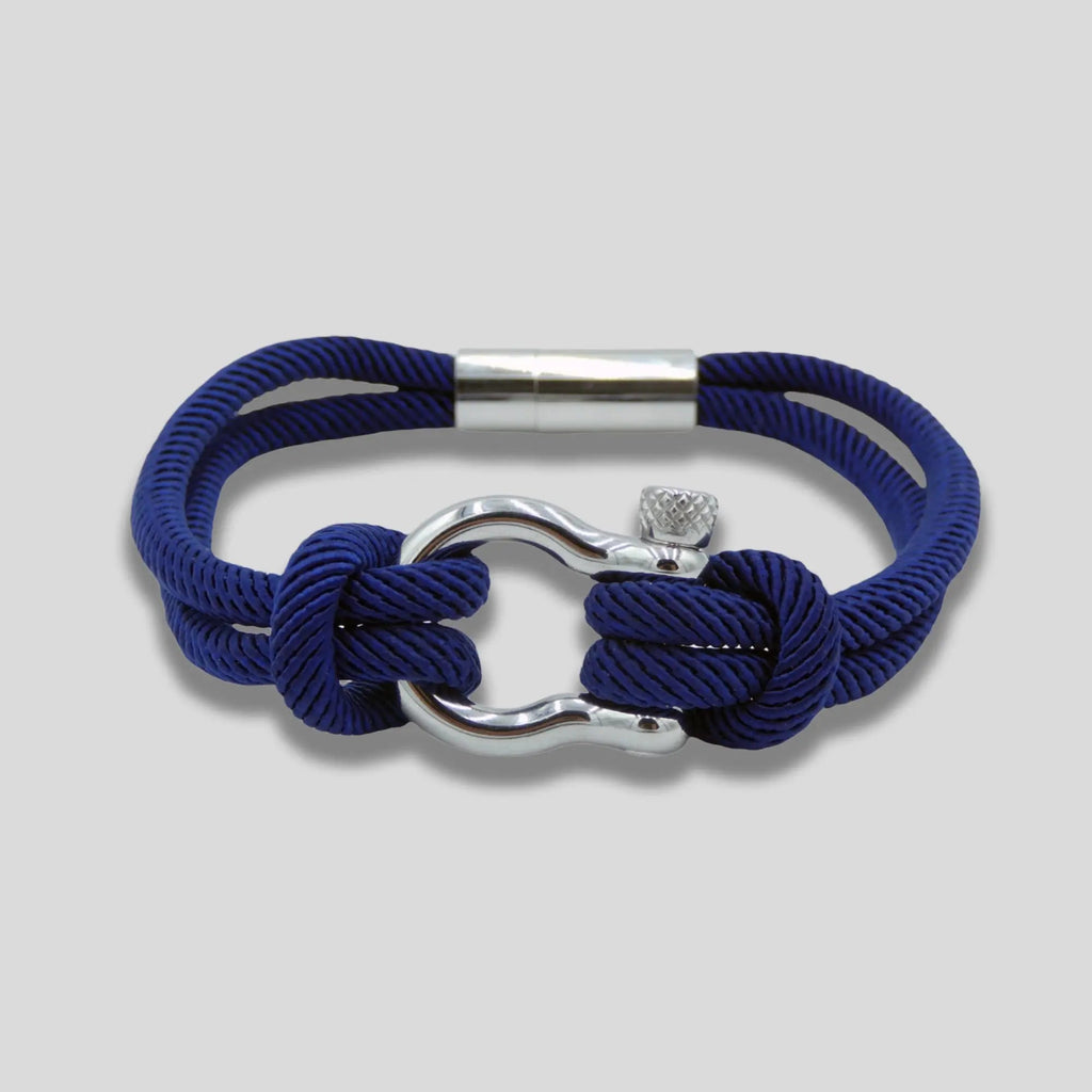 Blue Marine Sailor Rope Bracelet with Magnetic Shackle Clasp
