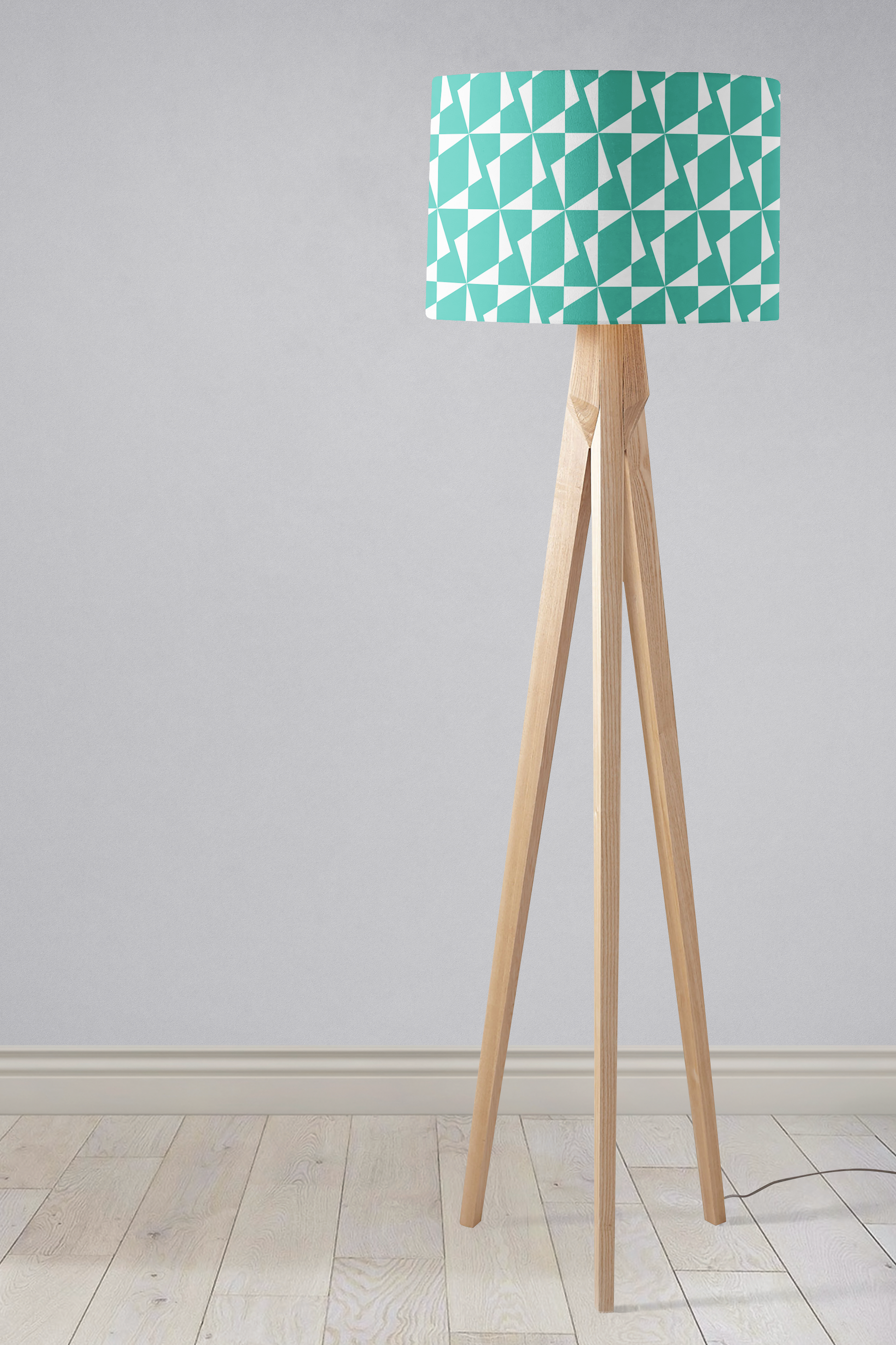 Turquoise Retro Geometric Lampshade for Ceiling or Table Lamp