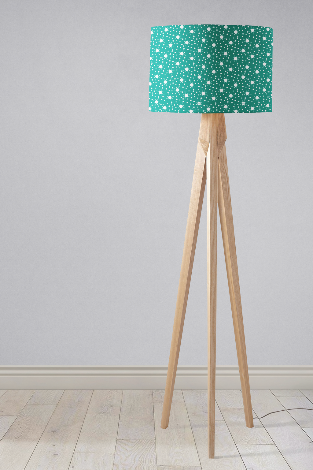 Turquoise and White Retro Lampshade for Ceiling or Table Lamp