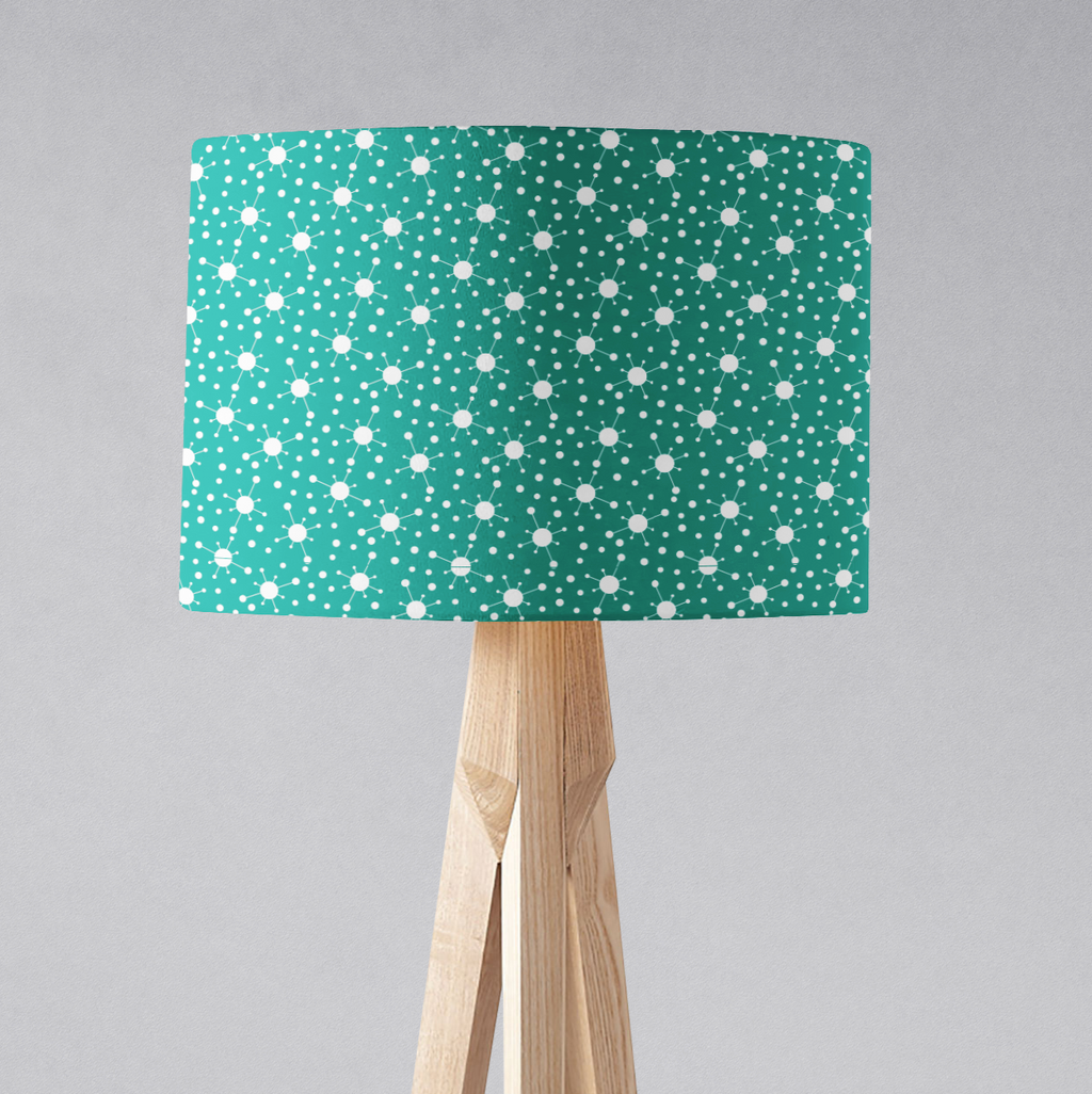 Turquoise and White Retro Lampshade for Ceiling or Table Lamp
