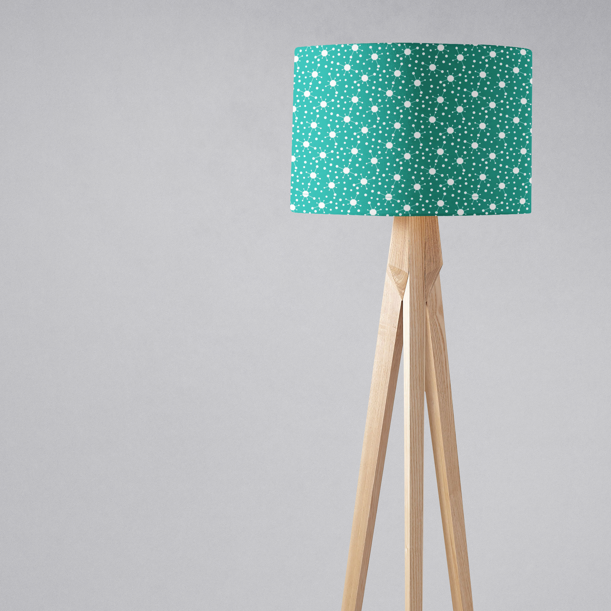 Turquoise and White Retro Lampshade for Ceiling or Table Lamp