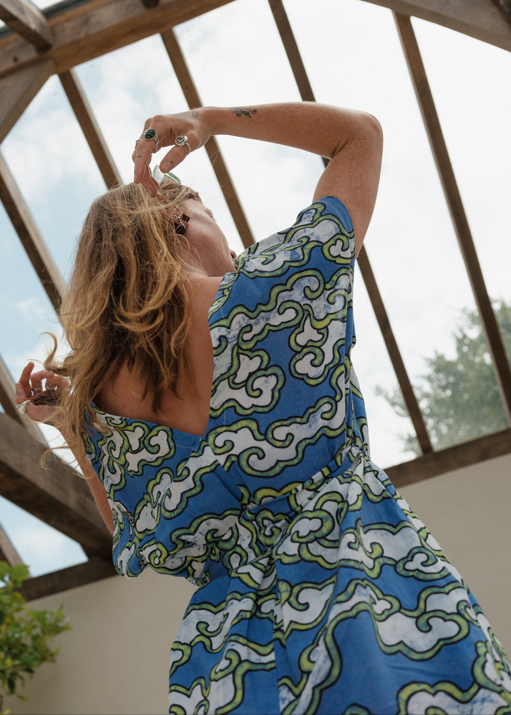 Blue Clouds Loose Fit Jumpsuit in Linen and EcoVera