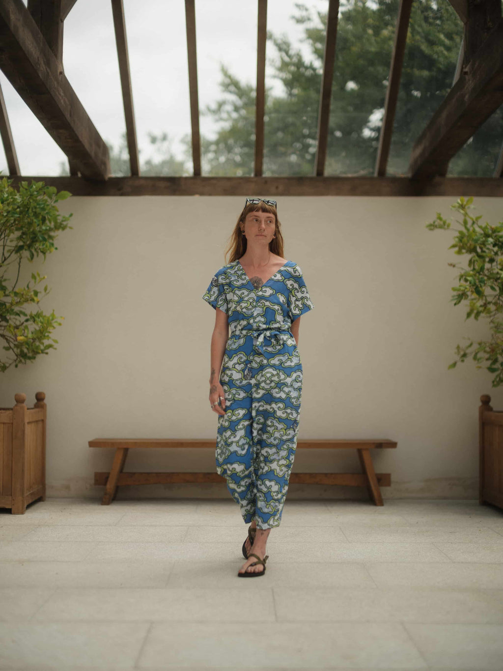 Blue Clouds Loose Fit Jumpsuit in Linen and EcoVera
