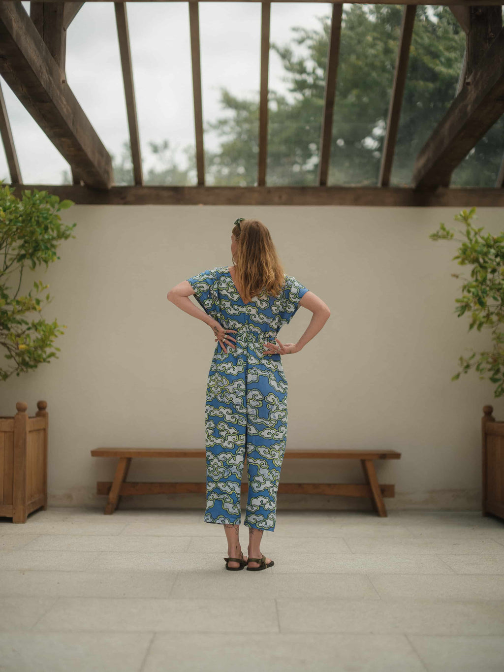 Blue Clouds Loose Fit Jumpsuit in Linen and EcoVera