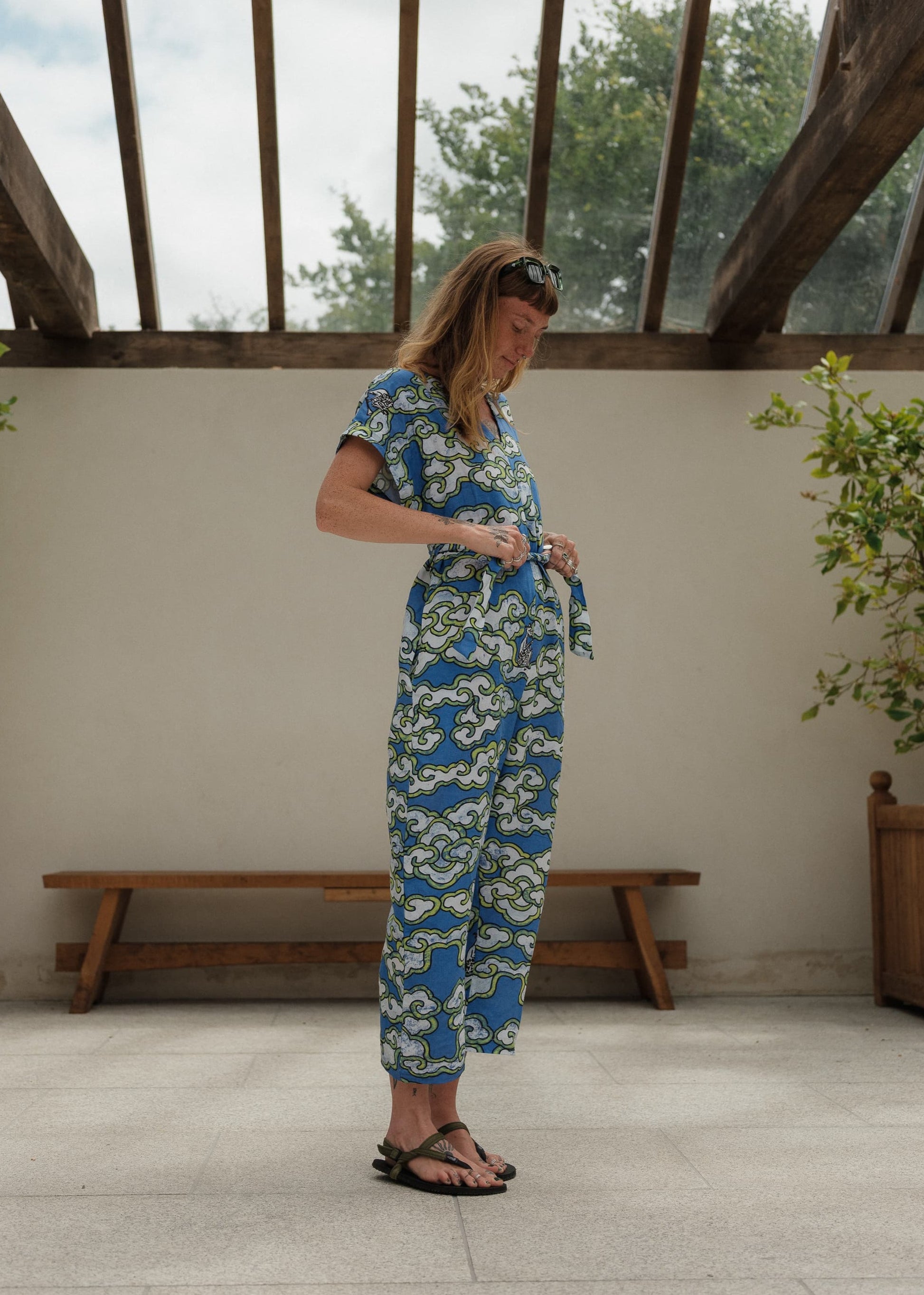 Blue Clouds Loose Fit Jumpsuit in Linen and EcoVera