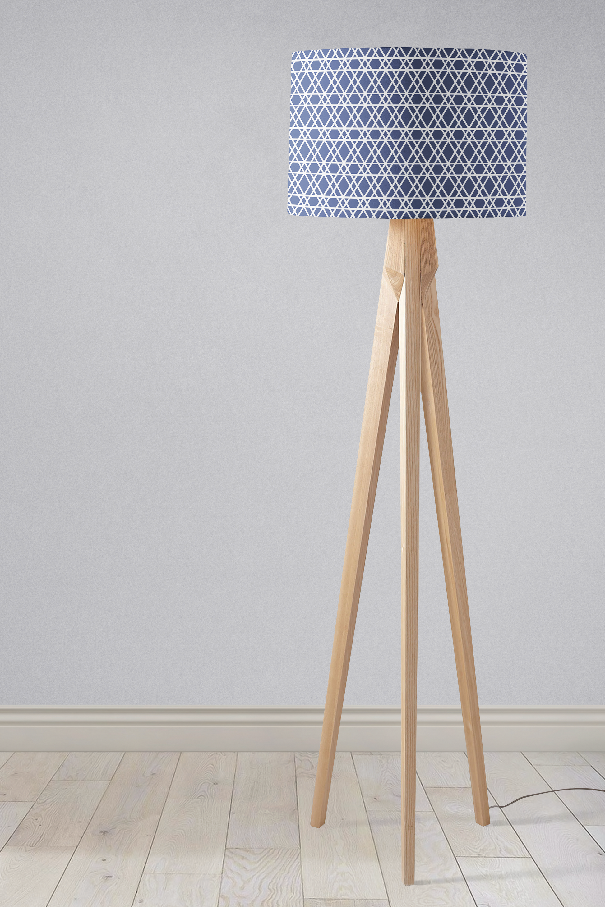 Blue and White Lines Lampshade for Ceiling or Table Lamp