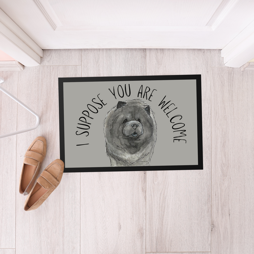 Blue Chow Chow Door Mat I Suppose You Are Welcome