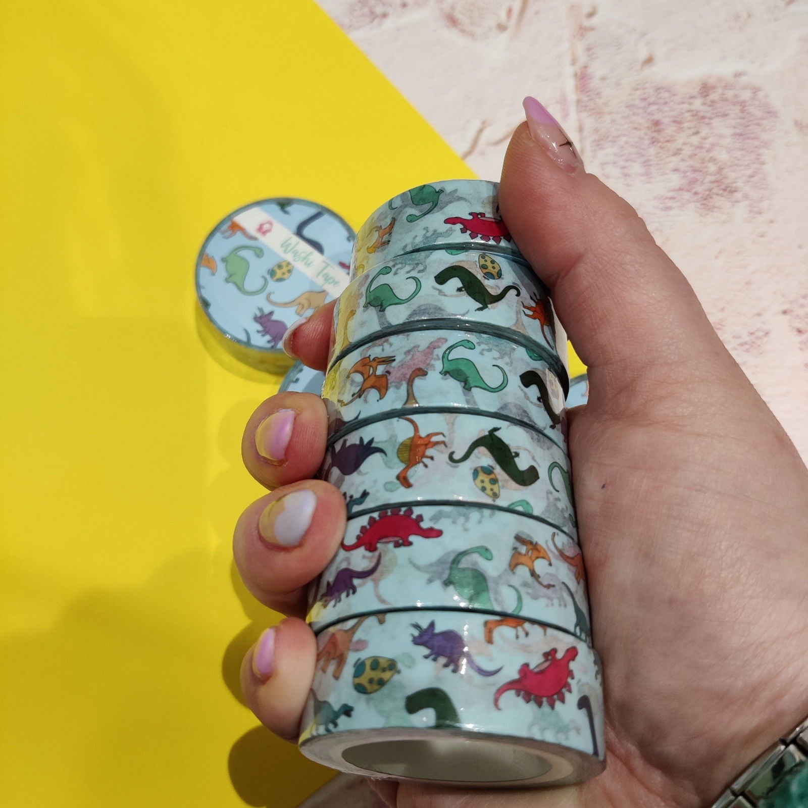 Blue Dinosaur Washi Tape Roll