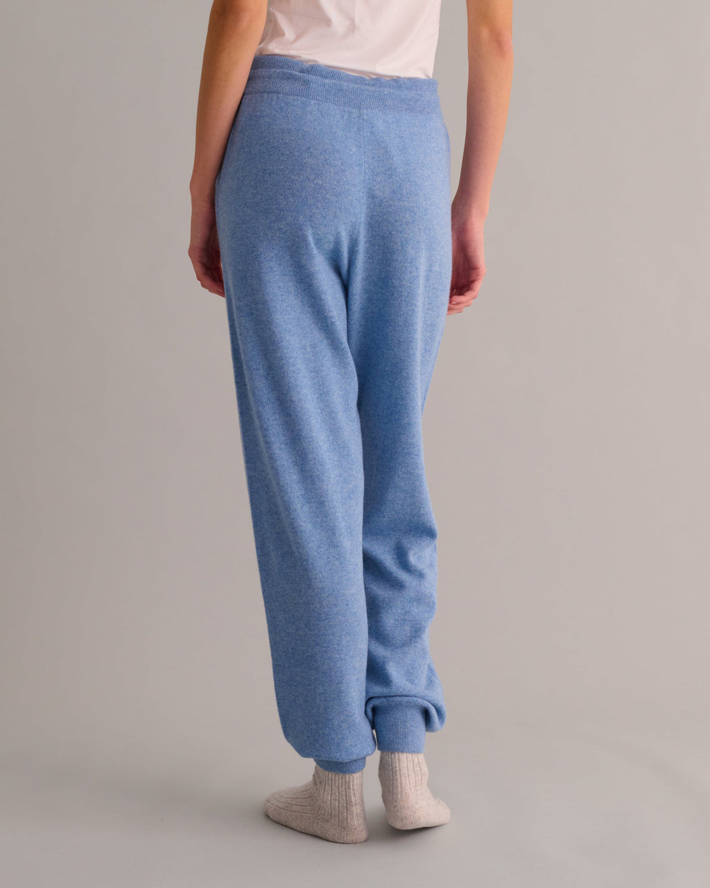 Chambray Blue Cashmere Cuffed Ankle Joggers