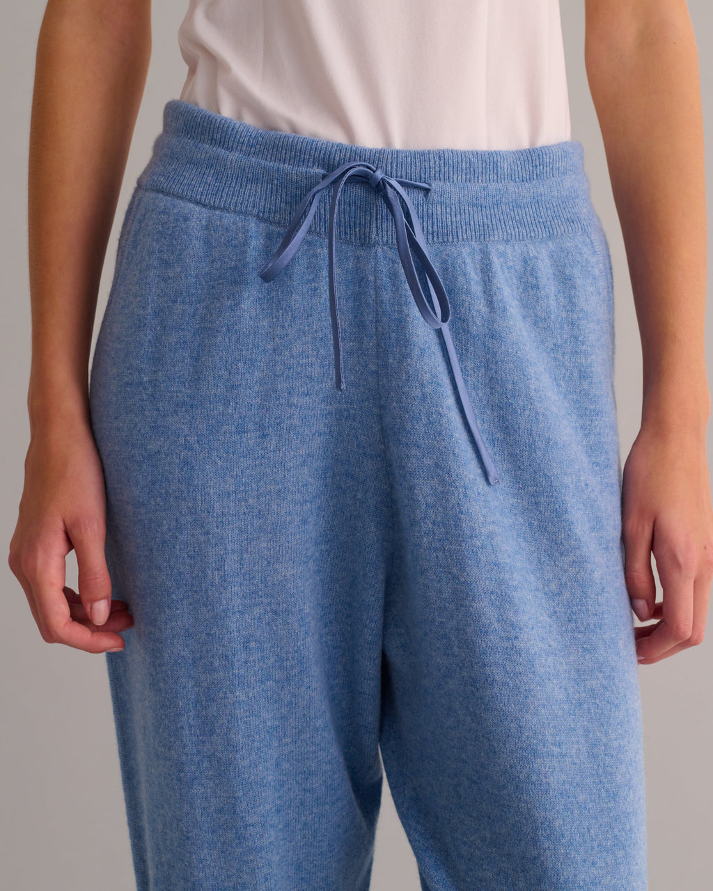 Chambray Blue Cashmere Cuffed Ankle Joggers