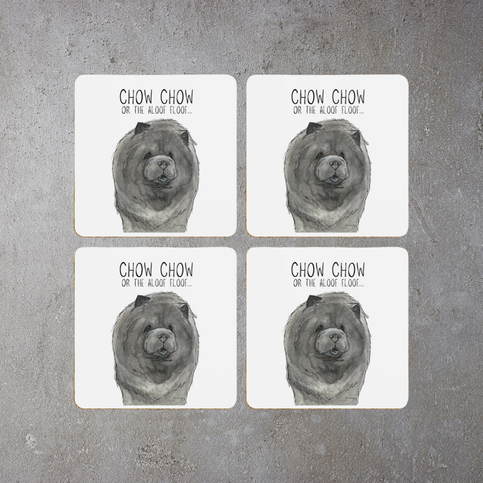 Blue Chow Chow Coasters Pack of 4