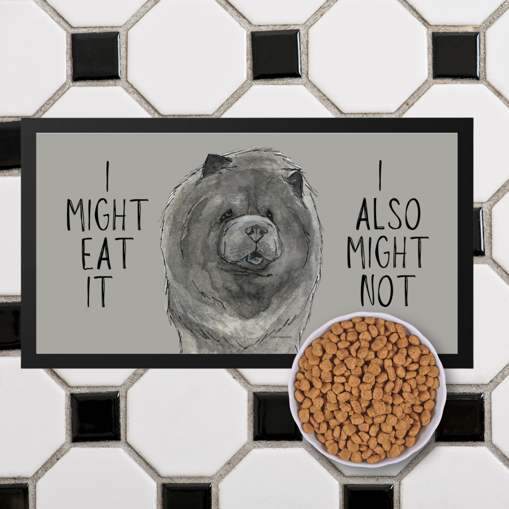 Blue Chow Chow Pet Bowl Mat